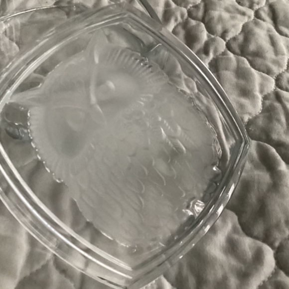 CRISTAL D’ARQUES SQUARE CLEAR AND FROSTED CRYSTAL OWL LIDDED BOX/CANDY D… - Picture 5 of 6